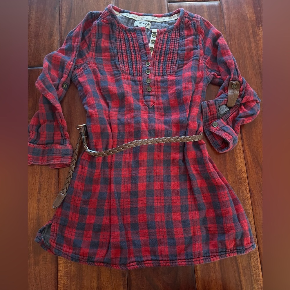 Holiday Plaid Dress with Belt